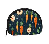Ladybugs Pattern Infinite Speckled Mini Coin Purse Pouch Change Holder, Shell Shape Zip Around Wallet,Credit Card Holder for Women, Happy Carrot, One Size, Classic