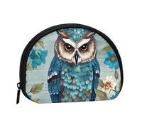Ladybugs Pattern Infinite Speckled Mini Coin Purse Pouch Change Holder, Shell Shape Zip Around Wallet,Credit Card Holder for Women, Owl Spring Flowers Turquoise, One Size, Classic