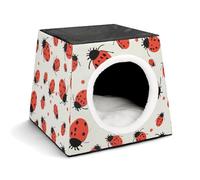 Ladybugs Pattern Infinite Speckled Pet Hut Comfortable Nest for Pets Space Capsule Warm Soft Indoor Pet Shelter Space Pet House for Indoor Cats Small Dogs and Medium Animal