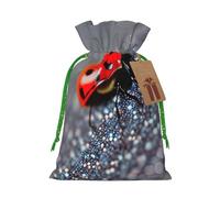 Ladybugs Pattern Infinite Speckled Print Christmas Drawstring Gift Bags Holiday Present Sack Xmas Decor Reusable Pouches