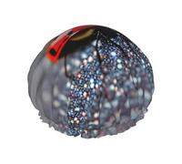 Ladybugs Pattern Infinite Speckled Print Shower Cap For Women Reusable Double Layer Stylish Soft Bath Cap With Lining Elastic Band