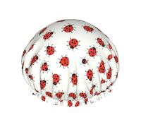 Ladybugs Pattern Infinite Speckled Printed Bathing Cap, Dual Layer Hair Protector, Elastic Hair Cover For Washing Face, 10.6in/27cm