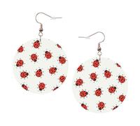 Ladybugs Pattern Infinite Speckled Printed Faux Leather Earrings Set For Women, 1 Pair Lightweight Dangle Drop Pierced Earrings Jewelry Gifts For Women