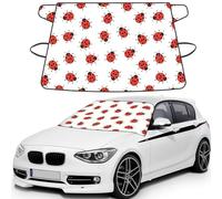 Ladybugs Pattern Infinite Speckled Printed Winter Car Protector, Waterproof Coated Snow Shield, Secure Mirror Strap Auto Cover