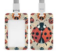 Ladybugs Pattern Infinite Speckled Retractable ID Badge Holder with Lanyard - Vertical Badge Reel,Keychain Clip,Name Tag Id Card Holder Protector for Nurse Officer Teacher Security Staff Women Men