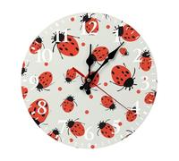 Ladybugs Pattern Infinite Speckled Round Clocks Decorative Wall Clock Arabic Numerals Clocks For Bedroom Decor Office 25Cm