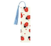 Ladybugs Pattern Infinite Speckled Wood Bookmark for Book Lovers Birthday Teachers Gift, Handmade Craft Book Marks Ornaments with Tassel Exquisite Reading Page Markers for Men Women