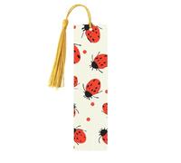 Ladybugs Pattern Infinite Speckled Wood Bookmark for Book Lovers Birthday Teachers Gift, Handmade Craft Book Marks Ornaments with Tassel Exquisite Reading Page Markers for Men Women