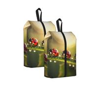 Ladybugs Travel Shoe Bag 2Pcs Water Drop Sun Water Resistant Shoe Organiser with Zipper Handle, Lightweight Pouch for Suitcase & Gym, Folds Flat for Packing