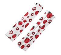 Ladybugs with Red Flowers on White Seamless 1 Piece Adjustable Car Seat Belt Pads Cover, Universal Car Seat Belt Shoulder Strap Covers, Car Seat Belt Cushions for Adults Kids
