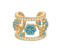 LADYGD Ear Cuff Earrings for Women 14K Gold Plated Artificial Turquoise Cubic Zirconia Sparkling Boho Hollow Huggie Ear Cuffs No Piercing Clip Cartilage Single, Yellow Gold, Cubic Zirconia