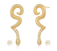 LADYGD Gold Snake Stud Earrings 14K Gold Plated Cubic Zirconia Trendy Serpent Stud Earrings for Women Hypoallergenic Jewelry Gift, Yellow Gold, Cubic Zirconia