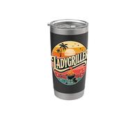 LadyGriller Retro Tropical Sunset Palm Tree BBQ Grill Design Stainless Steel Insulated Tumbler