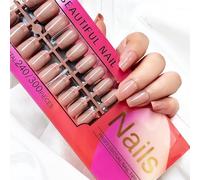 LADYING 300 Pcs Square Press on Nails Short without Glue,5 Color French False Nails Short Patterns,Quality and Cheap Stick on Nail for Women,Squoval Solid Fake Nail Medium for Nail Art Gifts