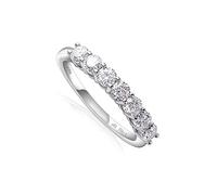 Ladylike Moissanite Wedding Band 18K White Gold Plated 925 Sterling Silver Wedding Rings 0.7ct D Color VVS1 Lab Created Diamond Half Eternity Wedding Band Stackable Ring for Women