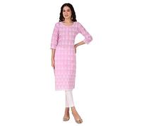 Ladyline Cotton Chikan Schiffli Embroidered Tunic for Womens Kurti Kurta Chikankari Work (CEK BCT) (38/Pink)