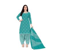 Ladyline Cotton Ethnic Batik/Bandhej Printed Salwar Kameez - Semi Patiala Salwar Indian Dress (CPSK SGB720) (40/ Sea Green)