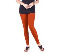 Ladyline Extra Long Churidar Leggings Plain Cotton Indian Yoga Workout Pants for Women (One Size -Mango)