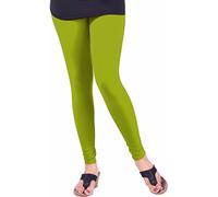 Ladyline Extra Long Churidar Leggings Plain Cotton Indian Yoga Workout Pants for Women (One Size -Parrot-Green)