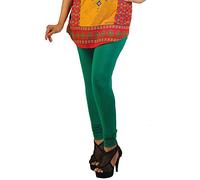 Ladyline Extra Long Churidar Leggings Plain Cotton Indian Yoga Workout Pants for Women (Plus -Teal-Green)