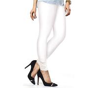 Ladyline Extra Long Churidar Leggings Plain Cotton Indian Yoga Workout Pants for Women, White, XXL/3XL