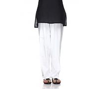 Ladyline Plain Cotton Salwar Pants for Womens with Drawstring Baggy Pant Indian Yoga (White, Size-20/3XL)