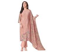 Ladyline Shimmer Maslin Silk Salwar Kameez Womens | Elegant Printed Kurta with Embroidery, Pants & Dupatta Set | Ethnic Wear
