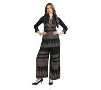 Ladyline Women’s Printed Rayon Kurti Palazzo Co-ord Set | 2-Piece Tunic Top with Hand work & Sequins + Extra Wide Palazzo Pants | Ethnic Indian Wear for Party wear (RPEKP TWMER) (38/ Black)