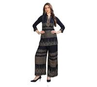 Ladyline Women’s Printed Rayon Kurti Palazzo Co-ord Set | 2-Piece Tunic Top with Hand work & Sequins + Extra Wide Palazzo Pants | Ethnic Indian Wear for Party wear (RPEKP TWMER) (38/ Navy Blue)