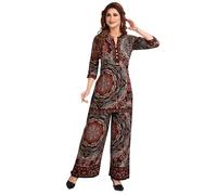 Ladyline Women’s Printed Rayon Kurti Palazzo Co-ord Set | 2-Piece Tunic Top with Hand work & Sequins + Extra Wide Palazzo Pants | Ethnic Indian Wear for Party wear (RPEKP TWMER) (38/ Multicolour)