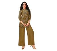 Ladyline Womens Italian Silk Printed Kurti Palazzo Co-Ord Set Tunic Pants
