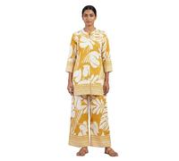 Ladyline Women's Printed Rayon Slub Silk 2-Piece Co-ord Set | Stylish Henley Neck Tunic Top & Wide Leg Palazzo Pants | Kurta Set (RPKP TWRD) (40/ Yellow)