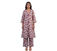 Ladyline Womens Pure Cotton Printed Kurta Palazzo Pants Set |Ethnic Co-Ord Set | Elegant Kurti Tunic Pant Set for Women