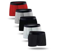LadyMelex Men's Boxer Shorts, 5-Pack, Breathable Cotton, Sizes M, L, XL, XXL, 5 Pieces (Burgundy, Gray, Black, White, Anthracite), XXL