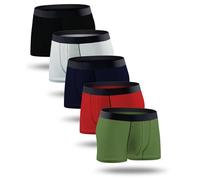 LadyMelex Men's Boxer Shorts, 5-Pack, Cotton, Breathable, Sizes M, L, XL, XXL, 5 Pack (Black, White, Navy, Burgundy, Khaki), XXL