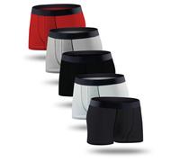 LadyMelex Men's Boxer Shorts 5 Pack - Cotton Fitted Briefs in Red, Grey, Black, White, Anthracite (M-XXL)