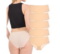 LadyMelex, Women's Big Size Mid Waist Cotton Briefs 5 Pack Everyday Wear, beige, 6XL Große Größen