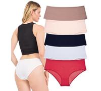 LadyMelex Women's Plus Size Mid-Rise Cotton Briefs, 5-Pack, for Everyday Use (Mink, Powder, Navy, White, Burgundy) 3XL