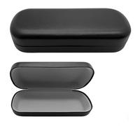 LADYPONYCSC Black Glasses Case Large Hard Shell Eyeglasses Case PU Leather Protective Case for Sunglasses Eyeglasses for Men