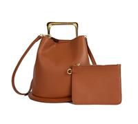 Lady's bucket bag, with large capacity, including a handbag, a vegetable basket handbag, shopping, going out and parties., Brown