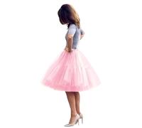 Lady's Fluff Tulle Hoopless Petticoat Tutu 50s Swing Vintage Net Skirt Petticoat Crinoline Rockabilly Underskirt Tutu Fancy Dress Puffy Ballet Skirts Cocktail Skirts Tulle Midi Skirt(Pink1,14)