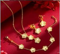 Lady's plum blossom 22K 23K 24K Thai Baht Gold Filled Yellow GP Necklace 3Set