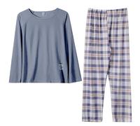 Lady'S Pyjamas Sets Plus Size Wide Leg Loungewear Sets For Women Uk Check Pyjamas Bottoms Long Sleeve Plaid Pjs Pyjamas Set Long Sleeve 2 Piece Pj Sets Nightwear Pajama Set Pjs Lounge Wear Legging