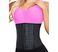 LadySlim by NuvoFit Fajas Colombianas Reductoras para Mujer Short Torso Latex Waist Trainer for Women, Black, Medium