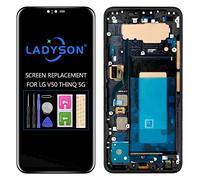 LADYSON For LG V50 ThinQ 5G Screen Replacement LM-V500 LM-V500N LM-V500EM LM-V500XM LM-V450PM LM-V450 LCD Display Touch Screen Digitizer Assembly Sensor Full Glass Panel Len Kit (Black with Frame)