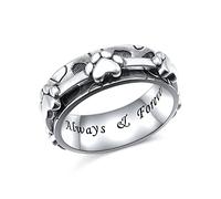 Ladytree Anxiety Relief Ring, 925 Sterling Silver Spinner Fidget Ring Worry Stress Reliever Boredom ADHD Autism Platinum Plated Jewelry Birthday Gift for Women Men, Metal, No Gemstone