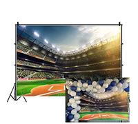 Laeacco 10x6.5ft Baseball Backdrop Baseball Game Stadium Light Green Grass Exciting Spectator Sport Background Poster Photographic Picture