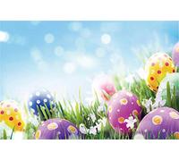 Laeacco 10x7ft Colorful Painted Easter Eggs Grassland White Flowers Faint Bokeh Haloes Backdrops Child Adult Portraits Shoot Community Easter Egg Hunts Photo Props Greeting Card