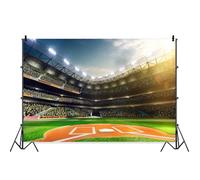 Laeacco 10x8ft Baseball Backdrop Baseball Field Game Stadium Photography Backdrop Light Green Grass Exciting Spectator Sports Background Baby Shower Birthday Party Decoration Banner Photo Studio