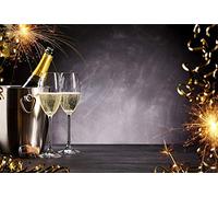 Laeacco 10x8ft Champagne Glass New Year's Eve Party Backdrop New Year Backdrops for Photography Sparklers Fireworks 2025 Happy New Year Festival Celebration Holiday Backdrop Dark Grey Wall Background
